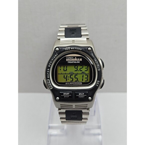 Timex Other - 1998 Timex Ironman Triathlon 8 Lap Watch 100M Indiglo Stainless Band New Battery